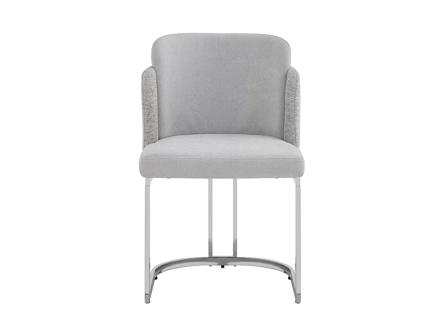 Set van 2 chenille eetkamerstoelen met stalen poten - Lichtgrijs en zilver