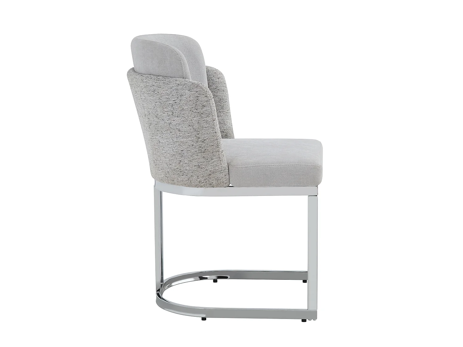 Set van 2 chenille eetkamerstoelen met stalen poten - Lichtgrijs en zilver