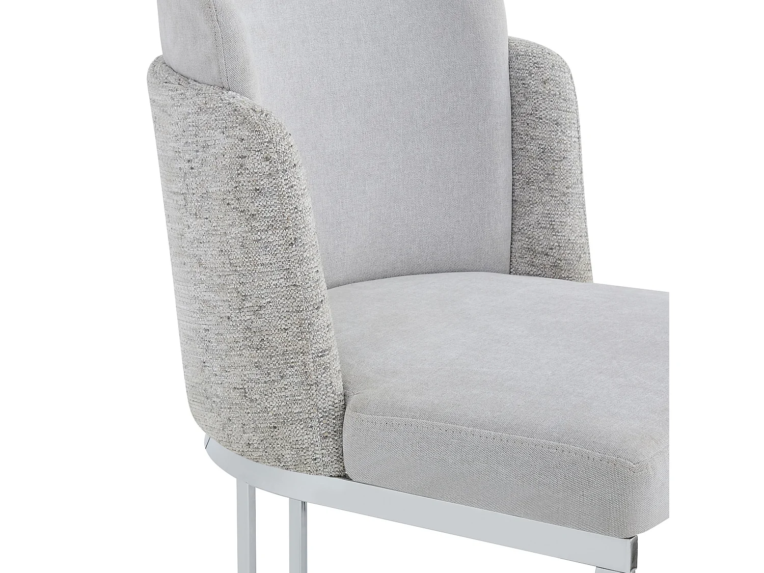 Set van 2 chenille eetkamerstoelen met stalen poten - Lichtgrijs en zilver