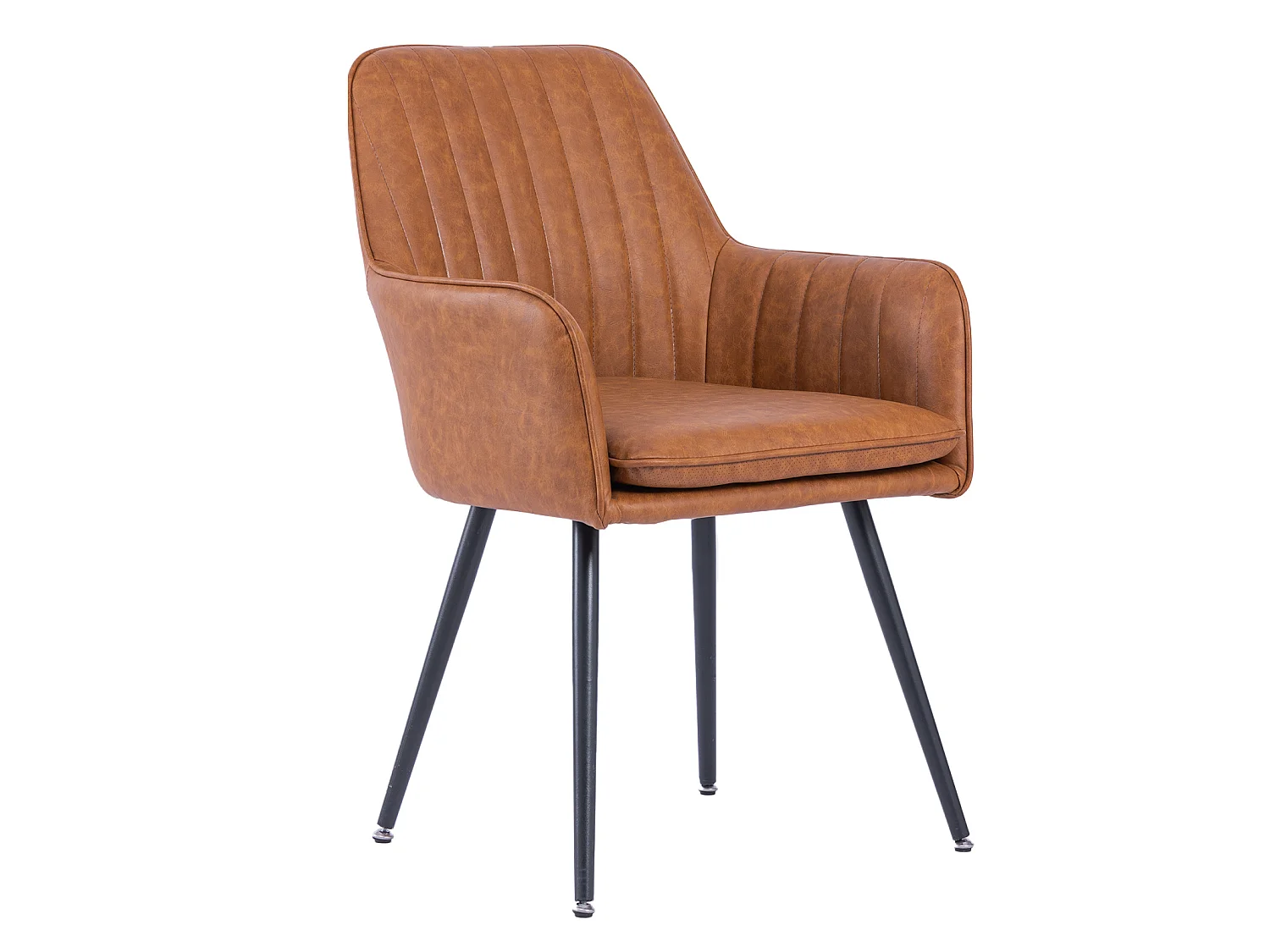 Set van 2 stoelen met zwarte metalen poten - Bruin kunstleer