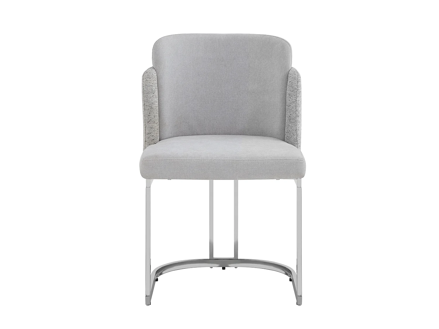 Set van 6 chenille eetkamerstoelen met stalen poten - Lichtgrijs en zilver