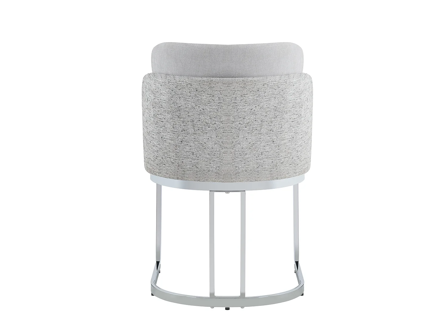 Set van 6 chenille eetkamerstoelen met stalen poten - Lichtgrijs en zilver