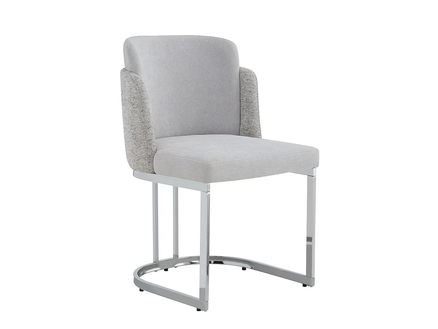Set van 6 chenille eetkamerstoelen met stalen poten - Lichtgrijs en zilver