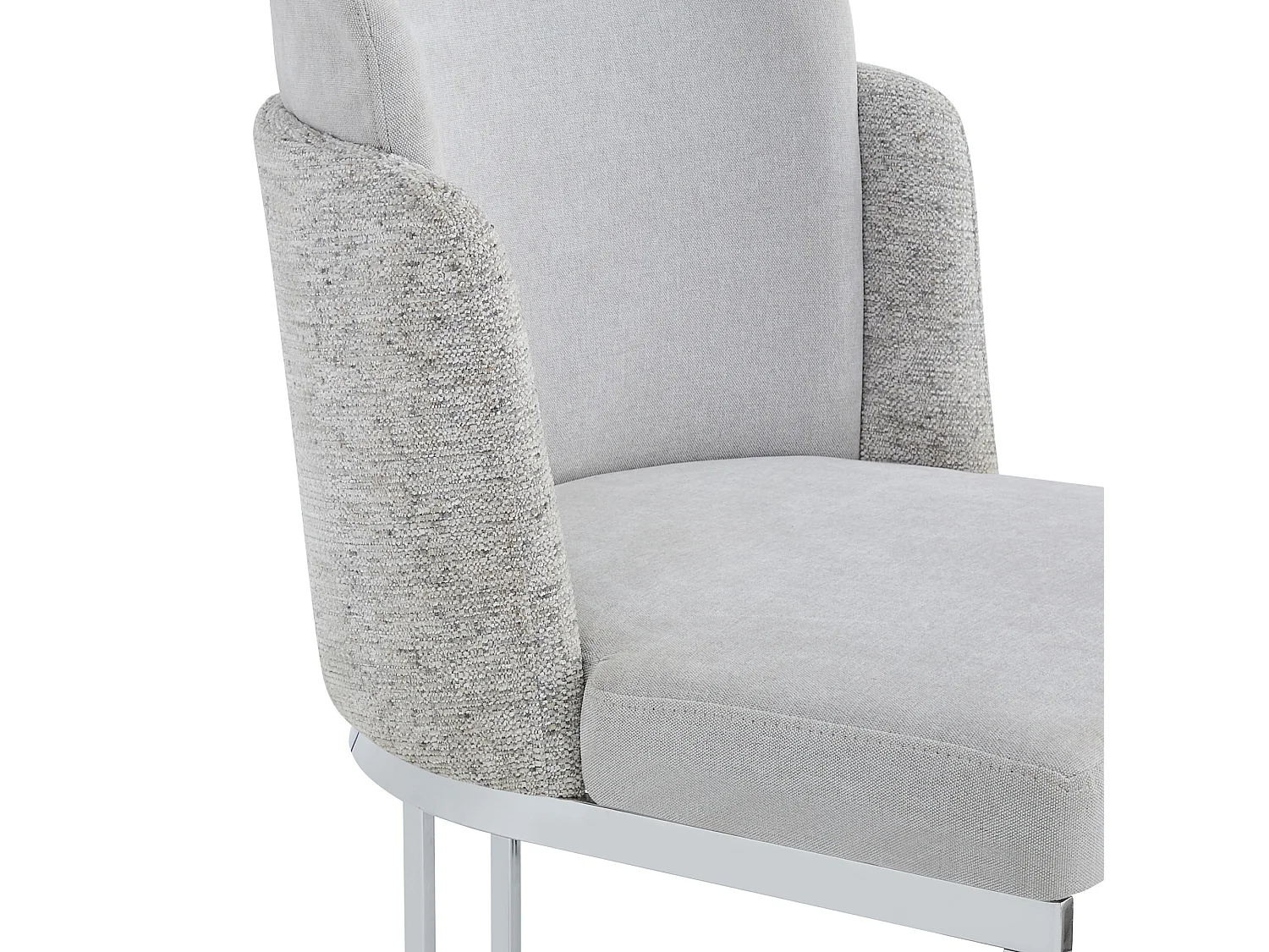 Set van 6 chenille eetkamerstoelen met stalen poten - Lichtgrijs en zilver
