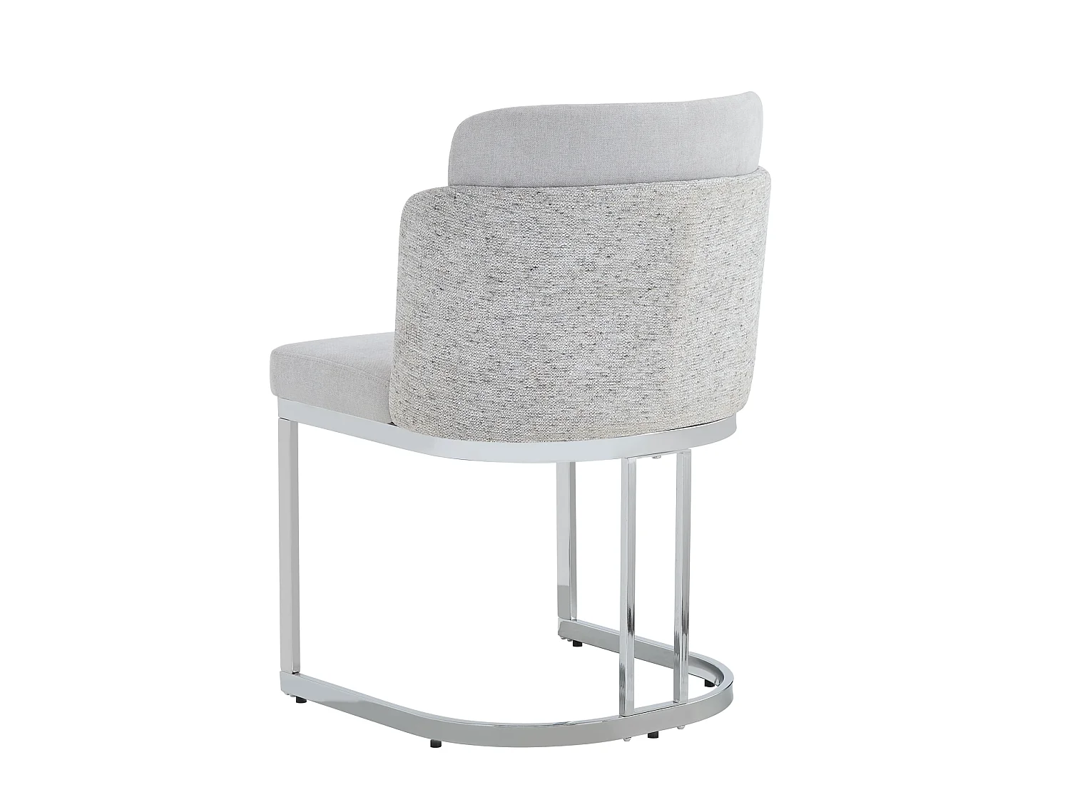 Set van 6 chenille eetkamerstoelen met stalen poten - Lichtgrijs en zilver