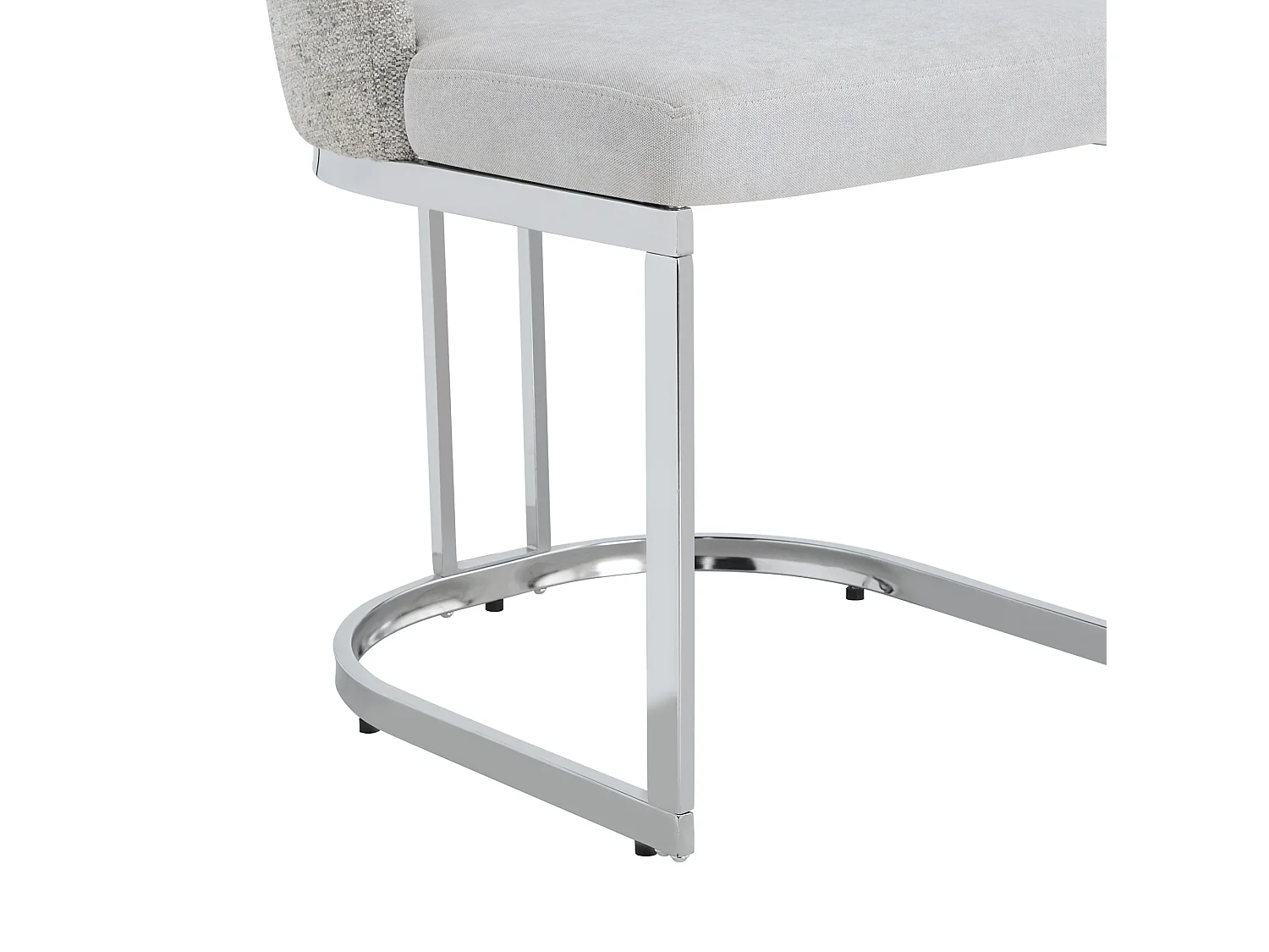 Set van 6 chenille eetkamerstoelen met stalen poten - Lichtgrijs en zilver
