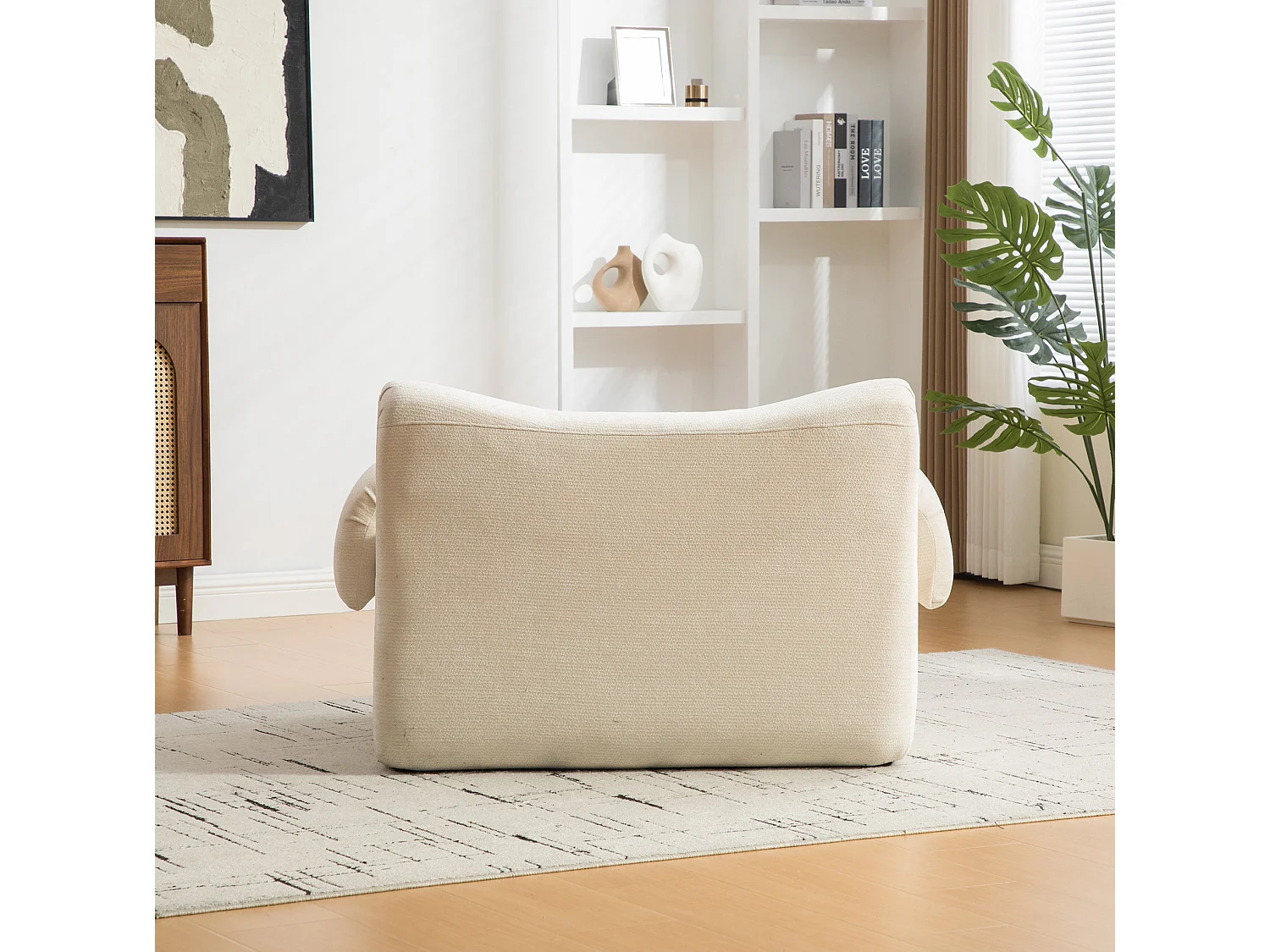 Canapé compressé simple en chenille beige, sans montage