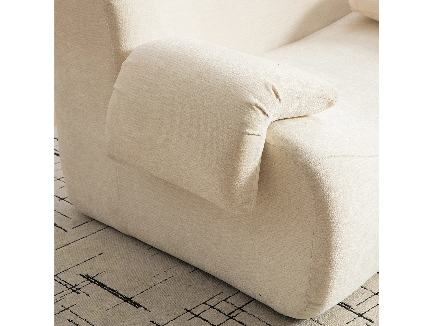 Canapé compressé simple en chenille beige, sans montage