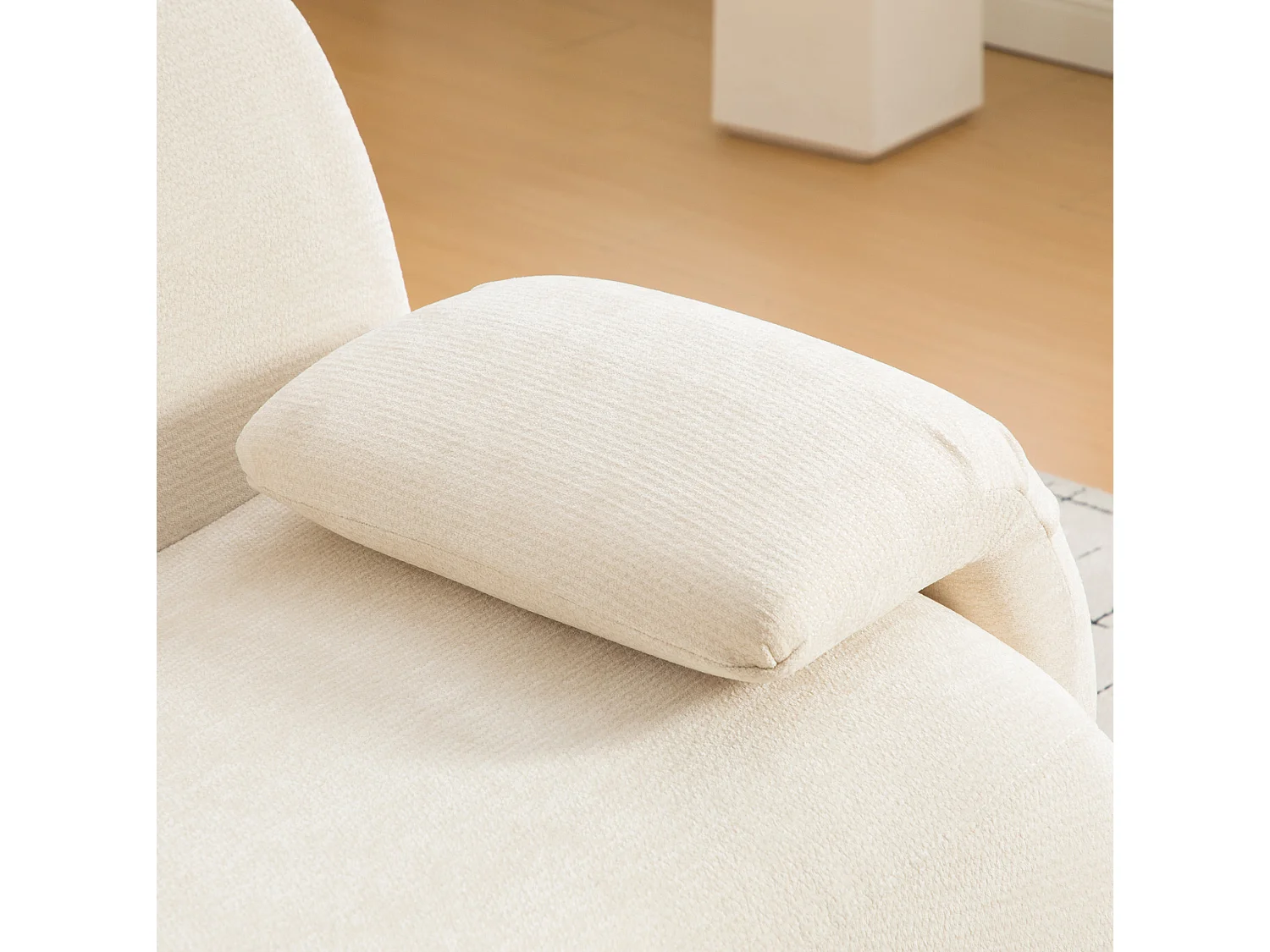 Canapé compressé simple en chenille beige, sans montage