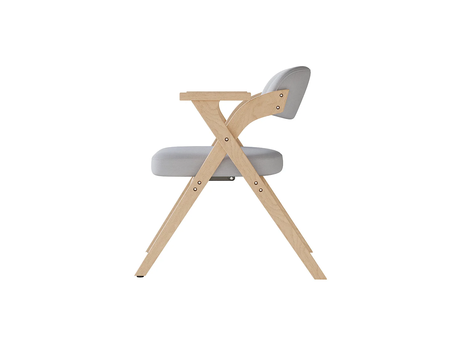 Set van 6 opklapbare stoelen in grijs linnen met armleuningen - Licht naturel