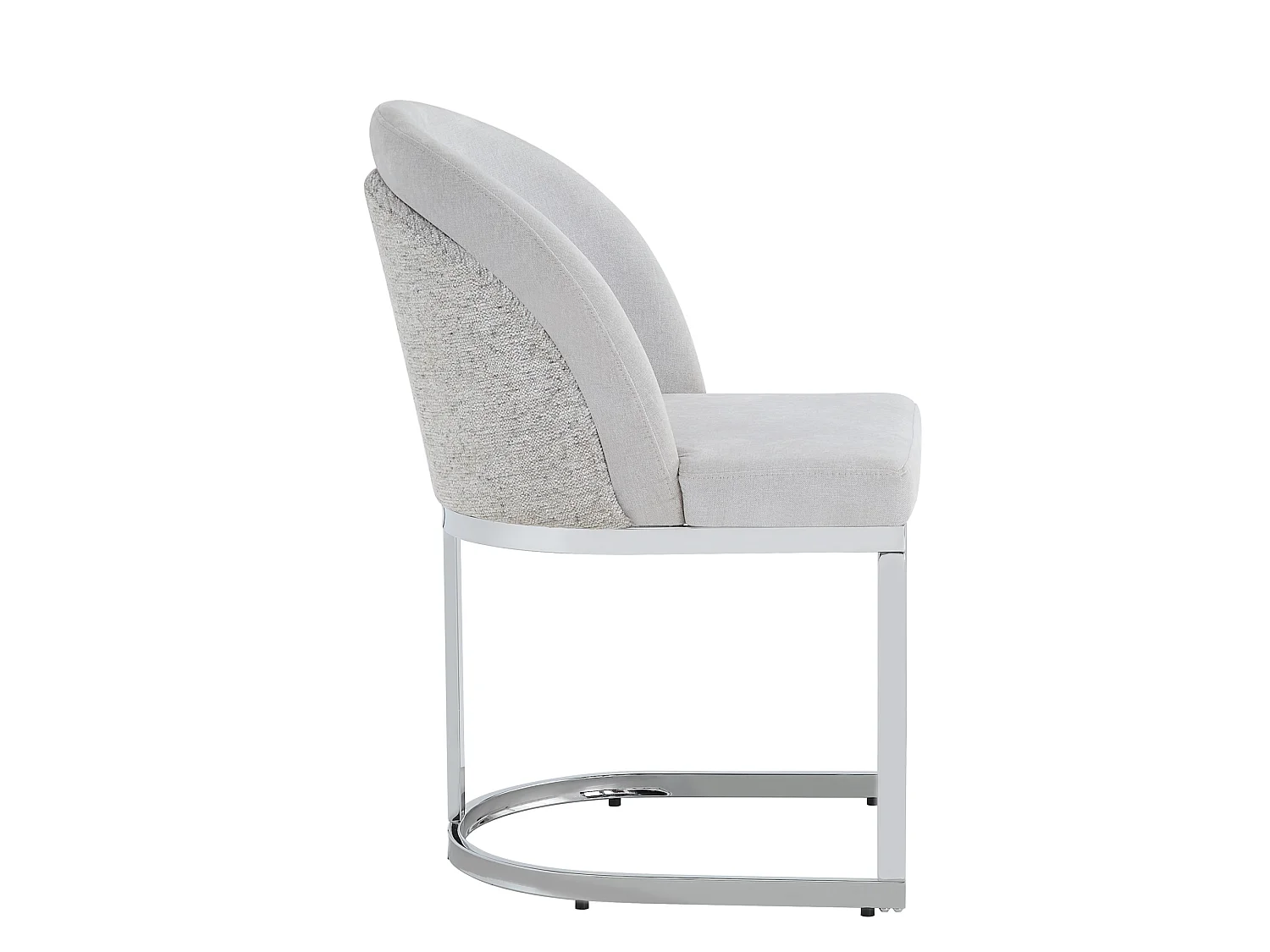 Set van 4 stoelen met zilverkleurige metalen poten - Grijze chenille stof