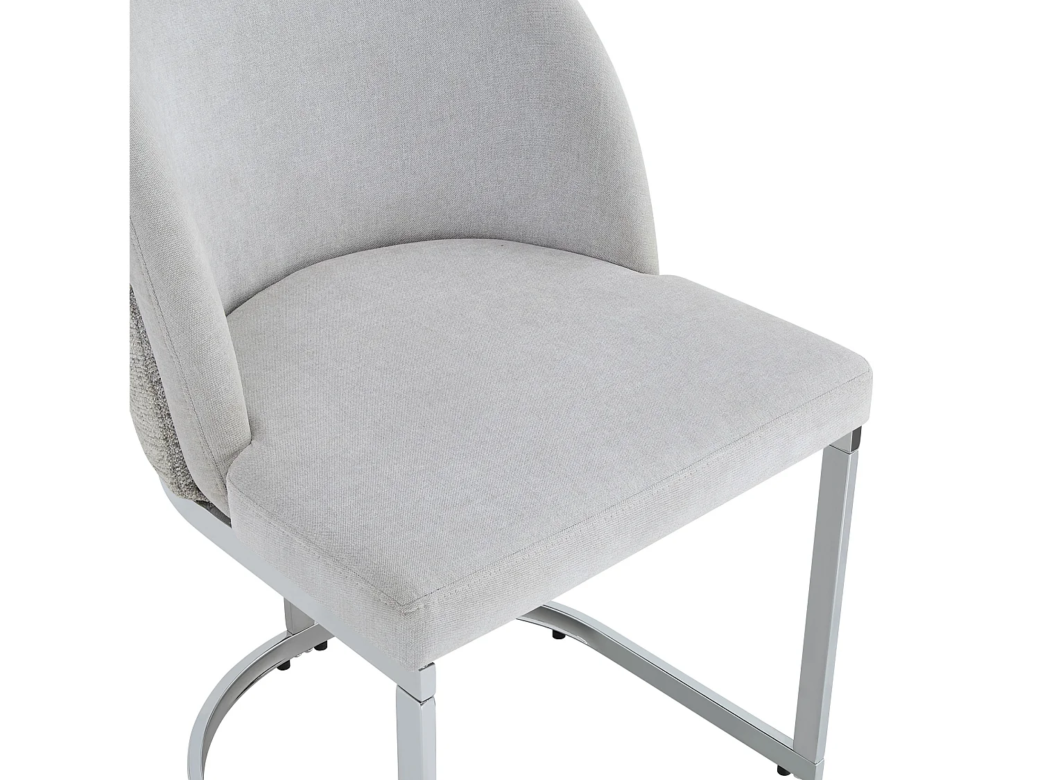Set van 4 stoelen met zilverkleurige metalen poten - Grijze chenille stof
