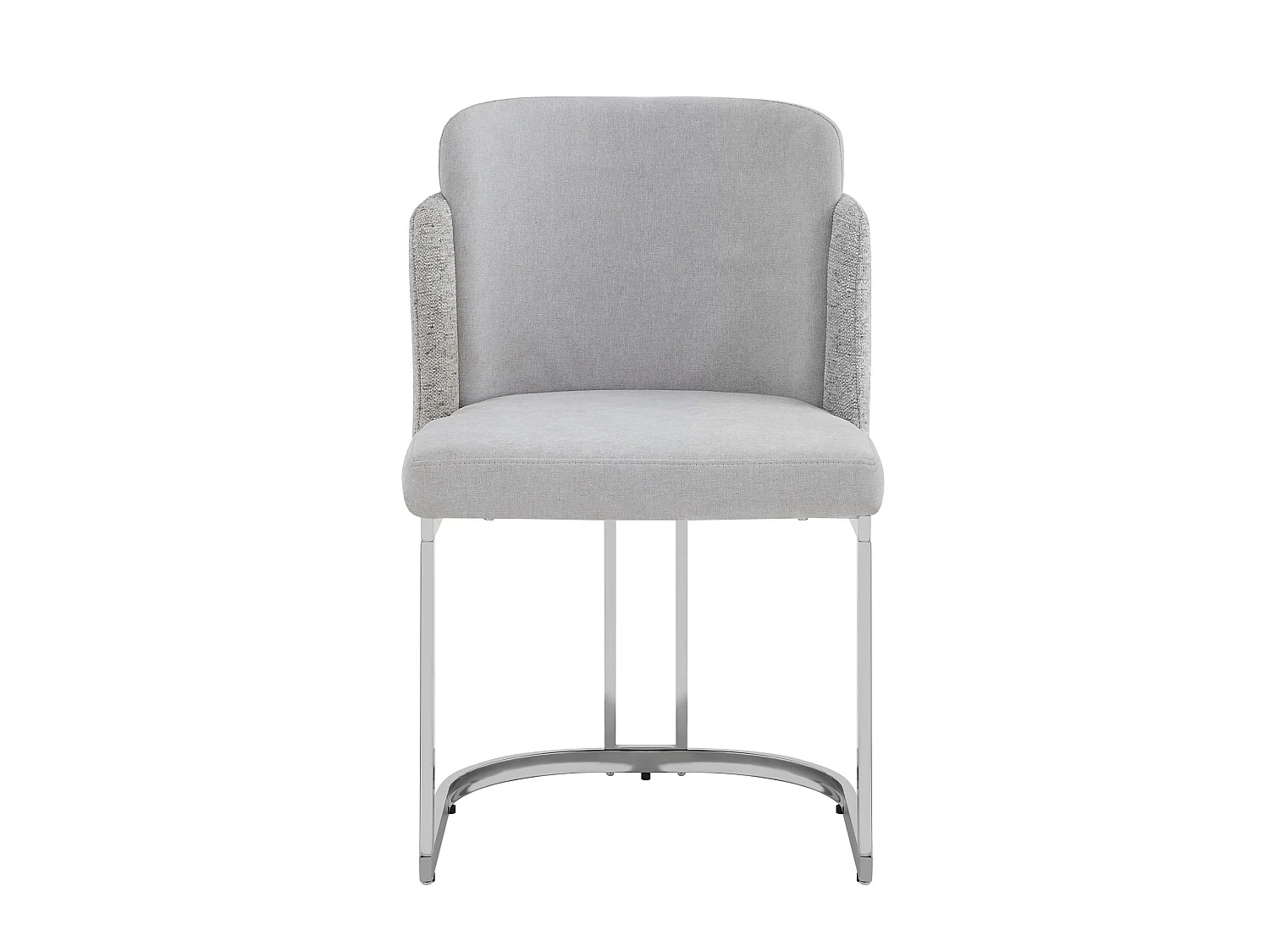 Set van 4 chenille eetkamerstoelen met stalen poten - Lichtgrijs en zilver