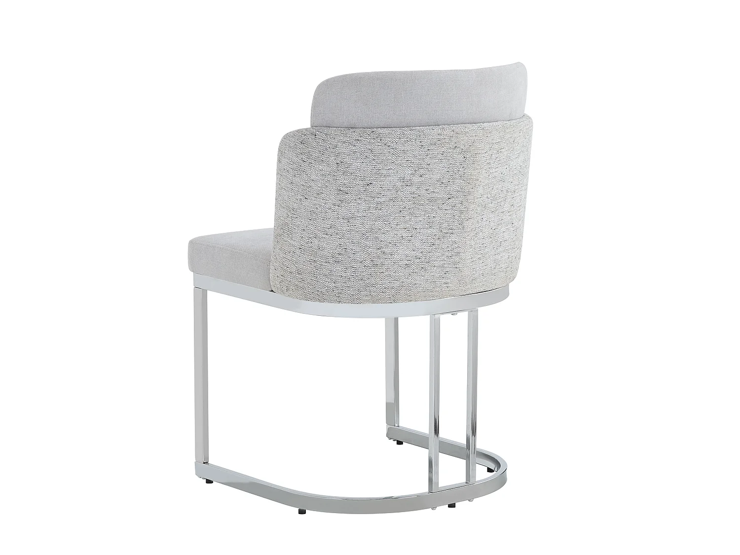 Set van 4 chenille eetkamerstoelen met stalen poten - Lichtgrijs en zilver