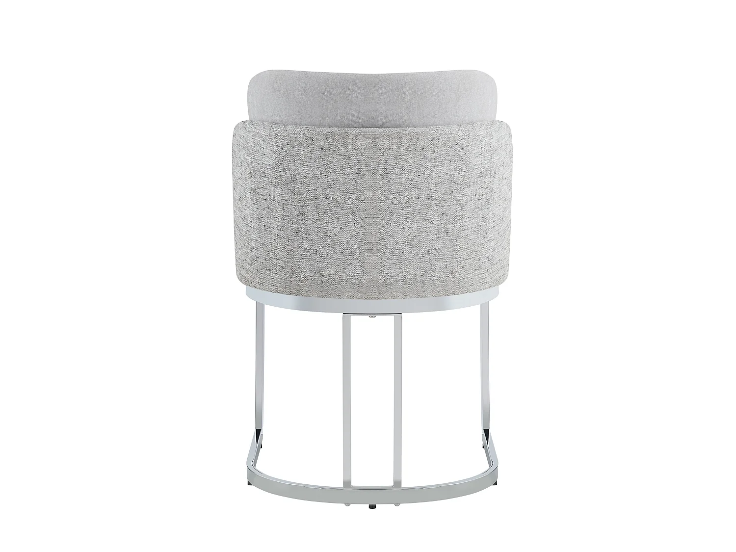 Set van 4 chenille eetkamerstoelen met stalen poten - Lichtgrijs en zilver