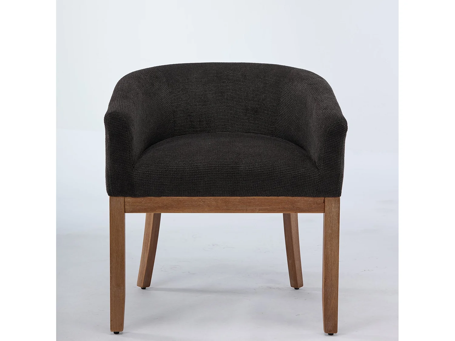 Sedia in ciniglia grigio antracite con braccioli e gambe in legno