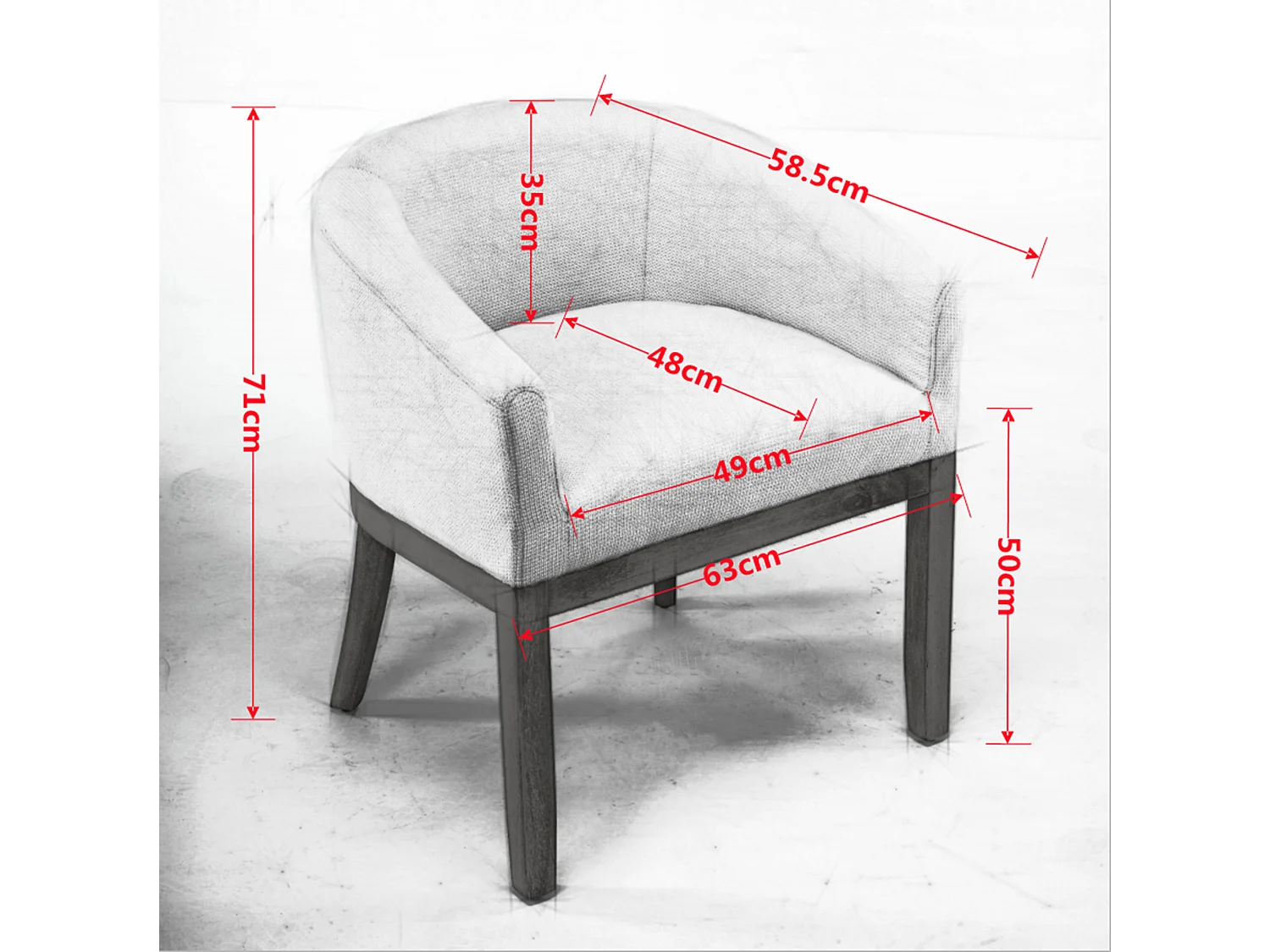 Sedia in ciniglia grigio antracite con braccioli e gambe in legno