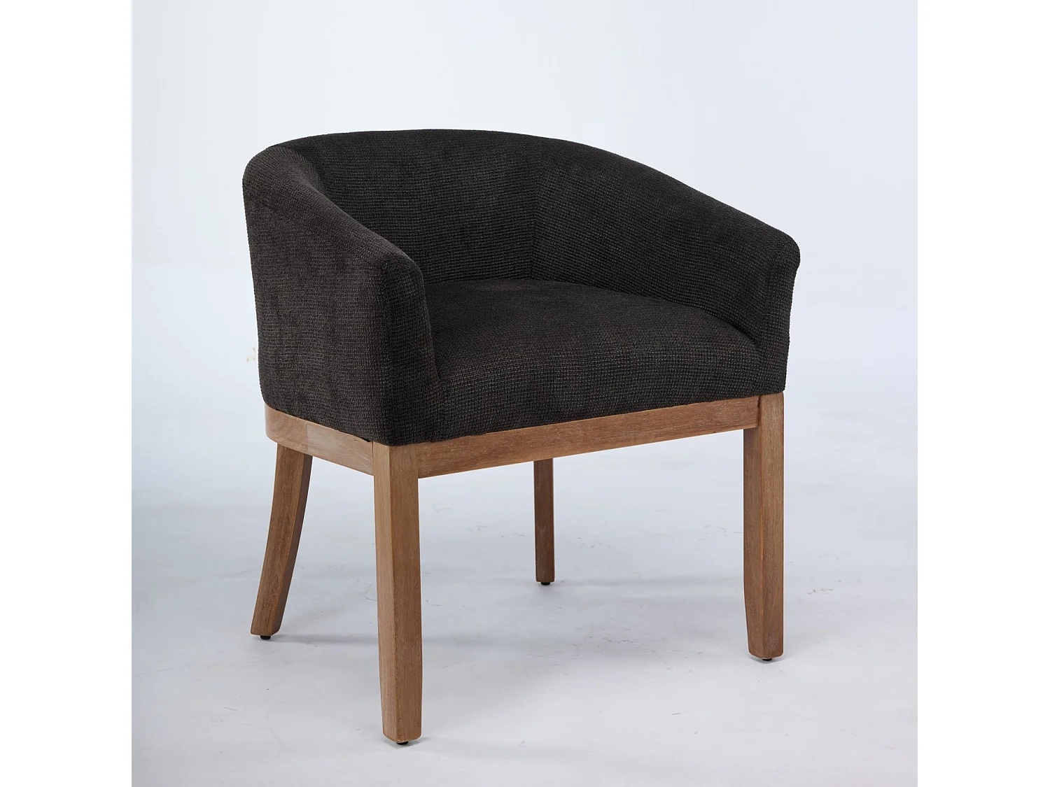 Sedia in ciniglia grigio antracite con braccioli e gambe in legno