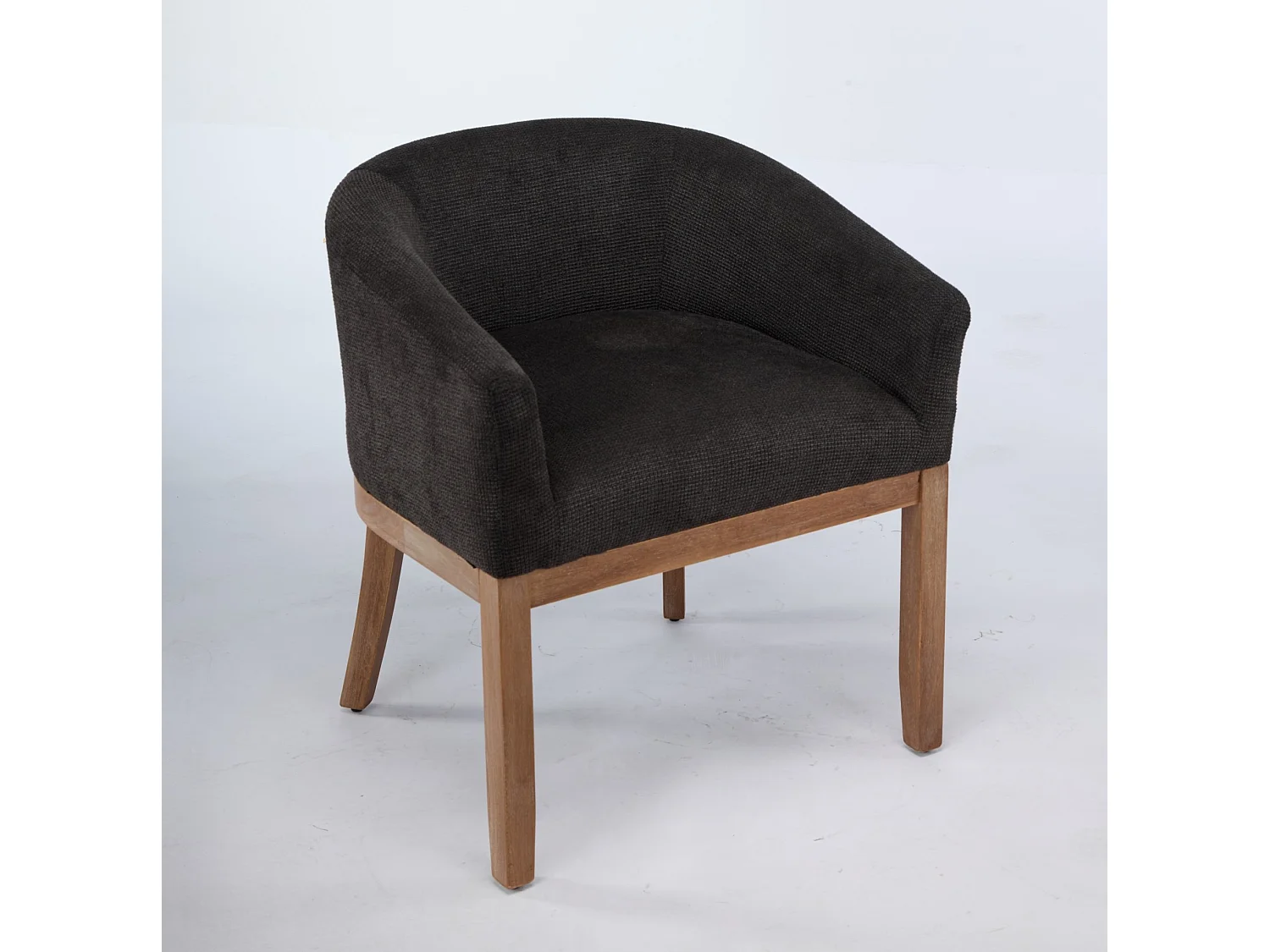 Sedia in ciniglia grigio antracite con braccioli e gambe in legno