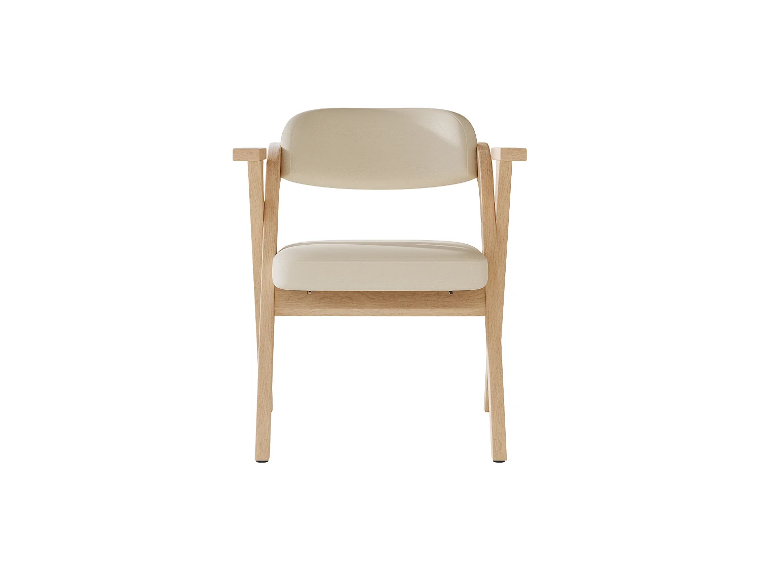 Lot de 4 chaises pliantes en lin beige avec accoudoirs - Naturel clair