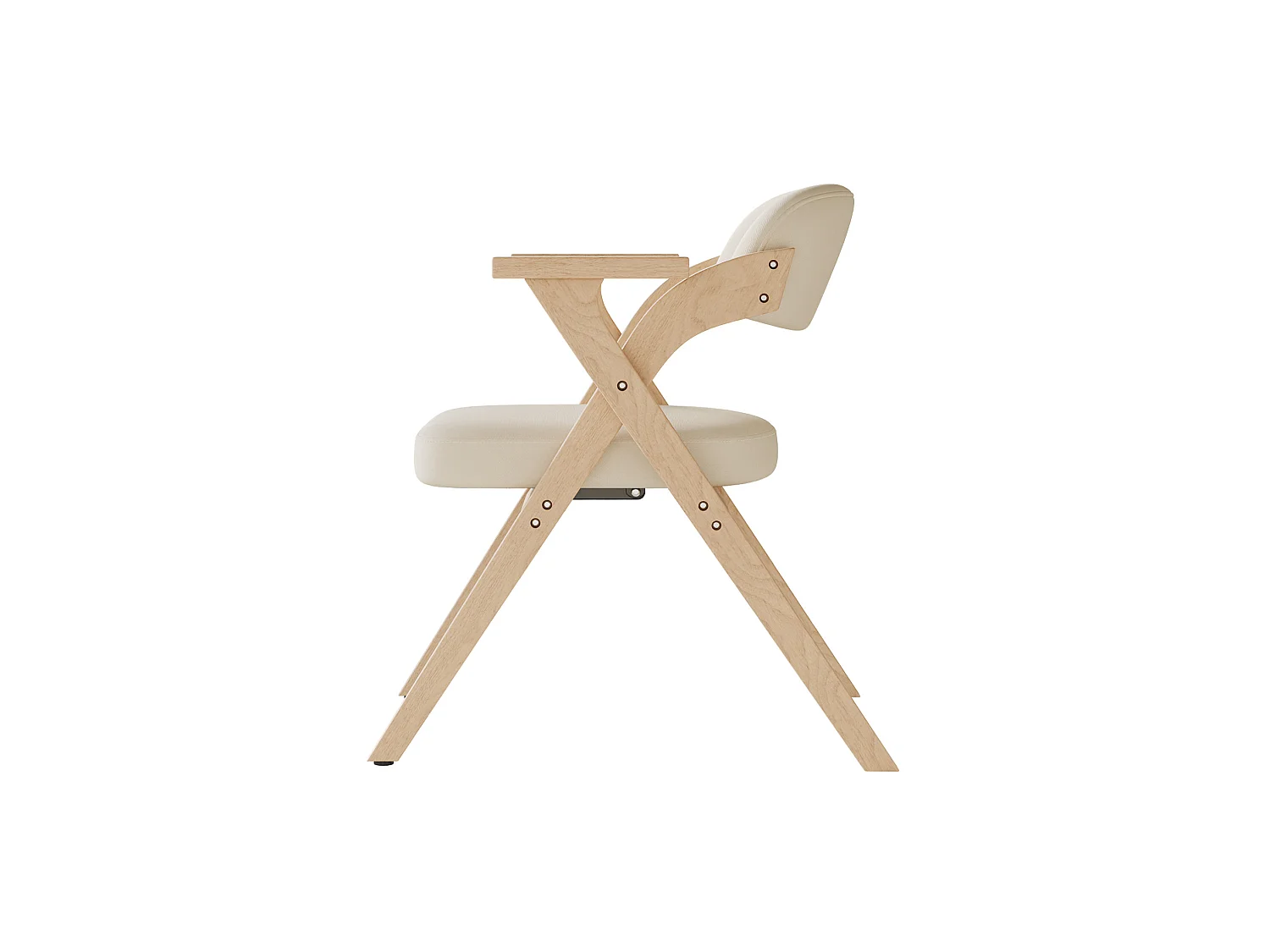 Lot de 4 chaises pliantes en lin beige avec accoudoirs - Naturel clair