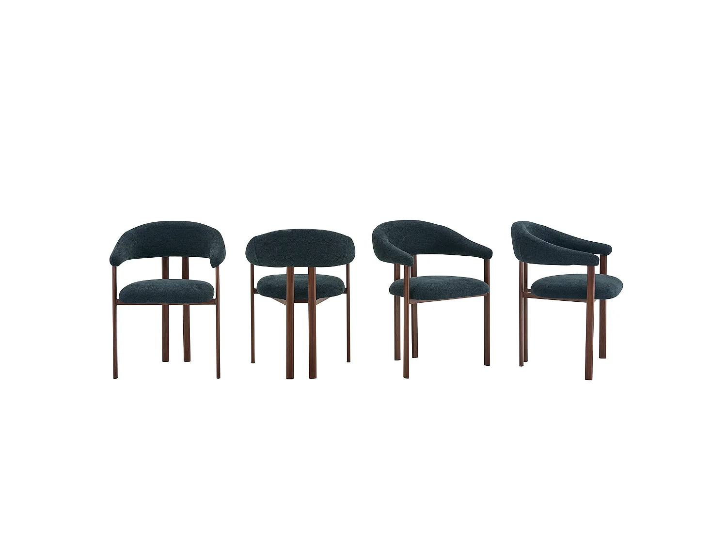 Juego de 4 sillas de comedor de lino con patas de metal - Negro