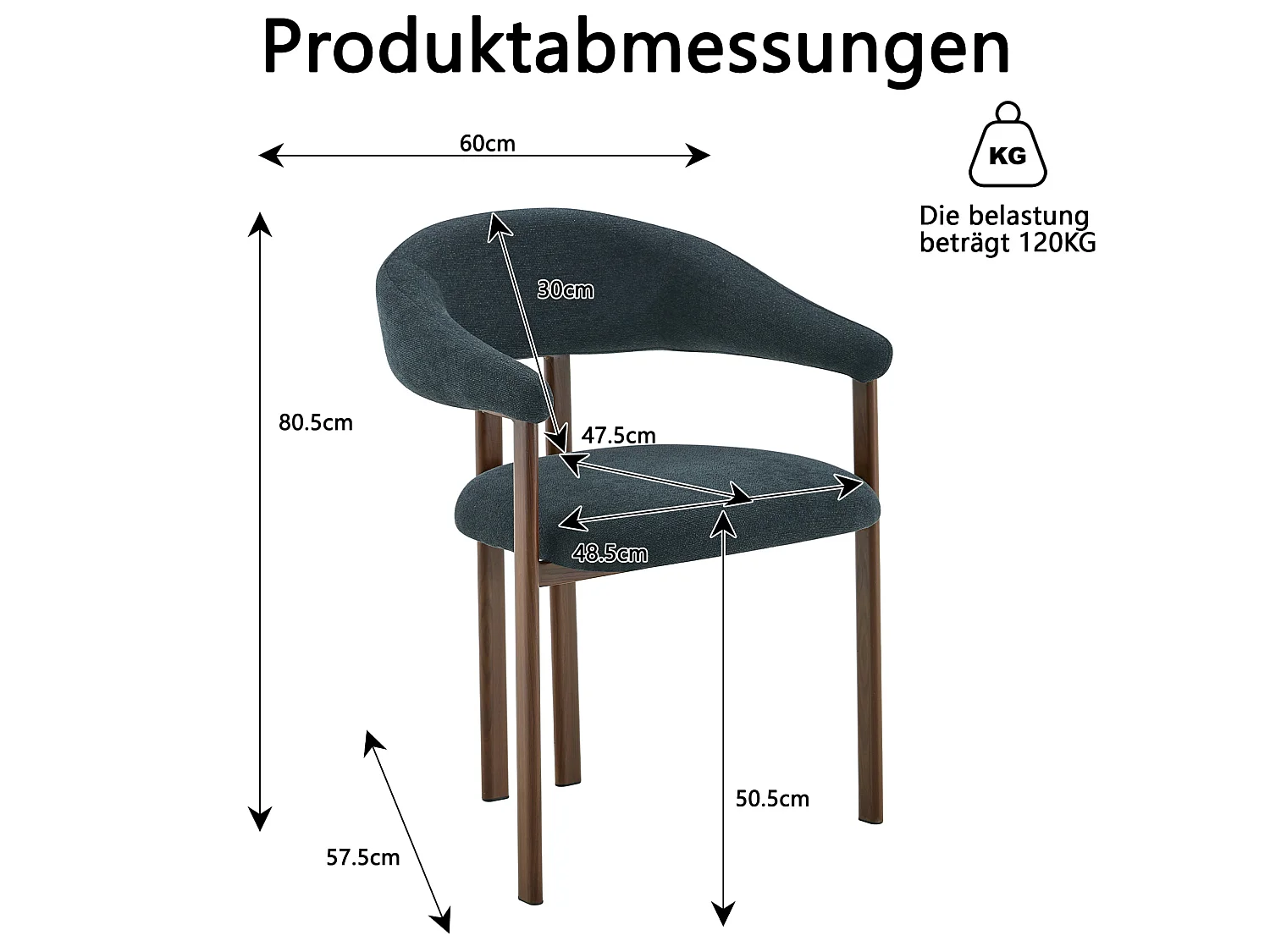 Juego de 4 sillas de comedor de lino con patas de metal - Negro