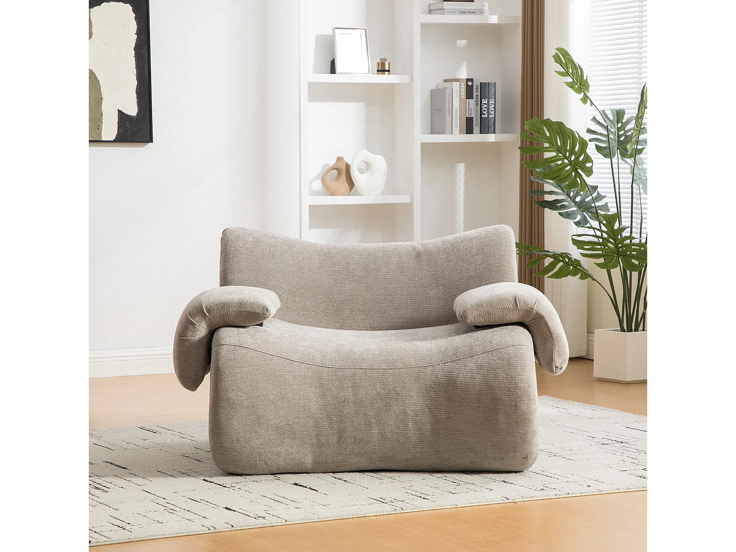 Canapé compressé simple en chenille gris, sans montage