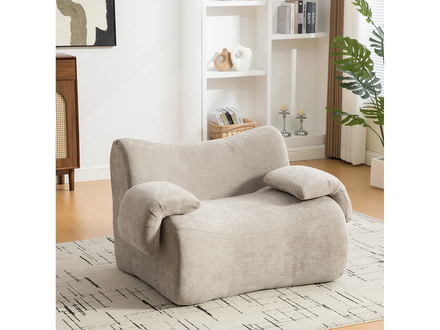 Canapé compressé simple en chenille gris, sans montage