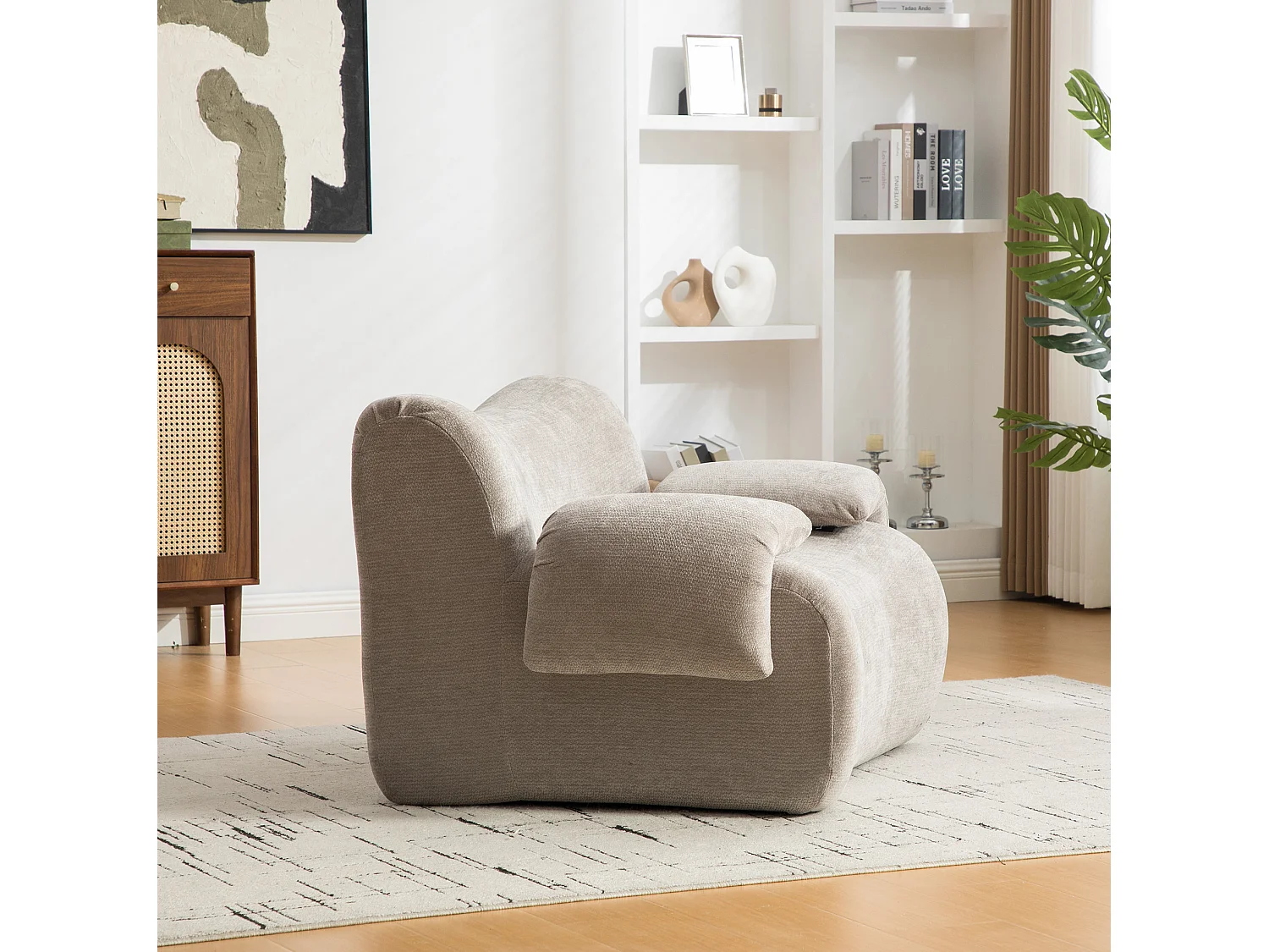 Canapé compressé simple en chenille gris, sans montage