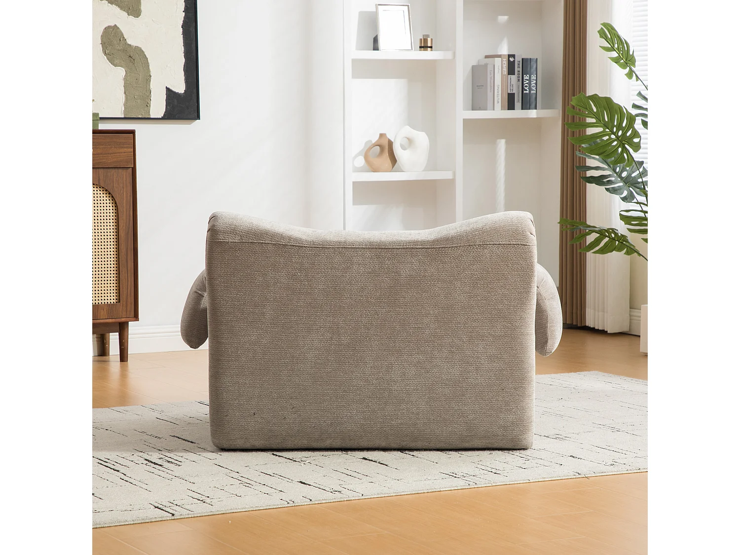 Canapé compressé simple en chenille gris, sans montage