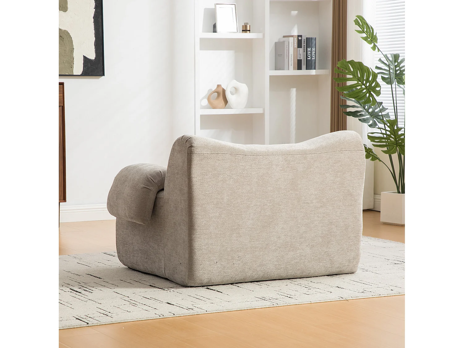 Canapé compressé simple en chenille gris, sans montage