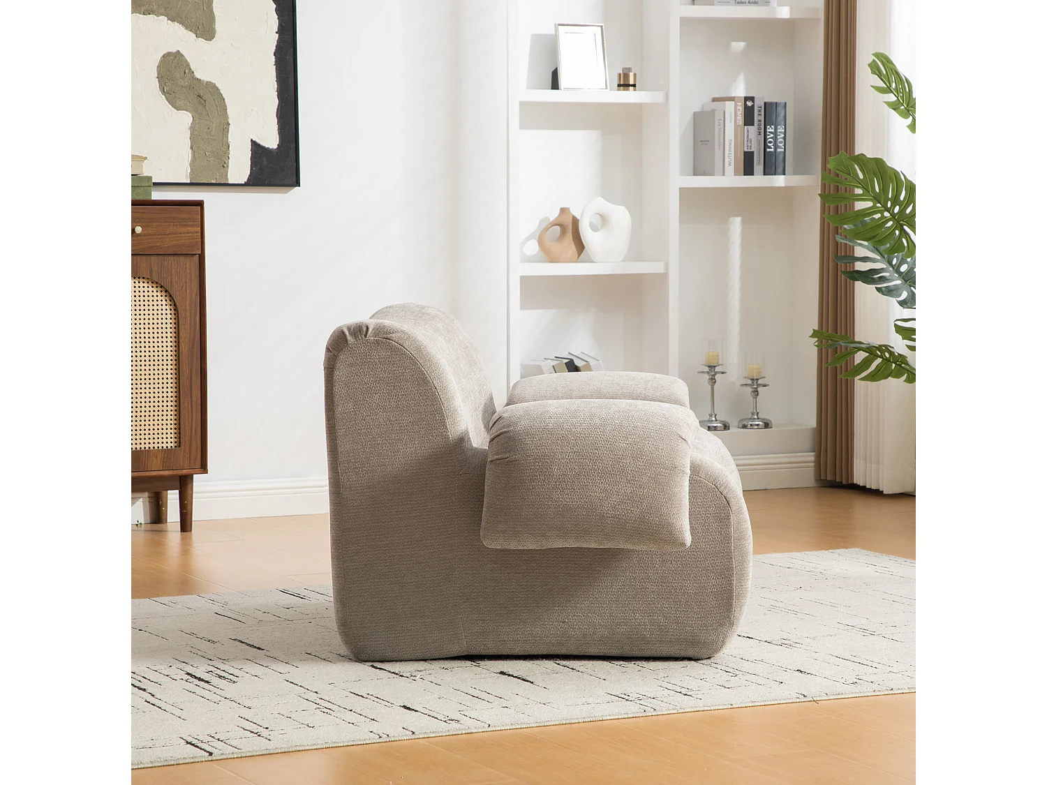 Canapé compressé simple en chenille gris, sans montage