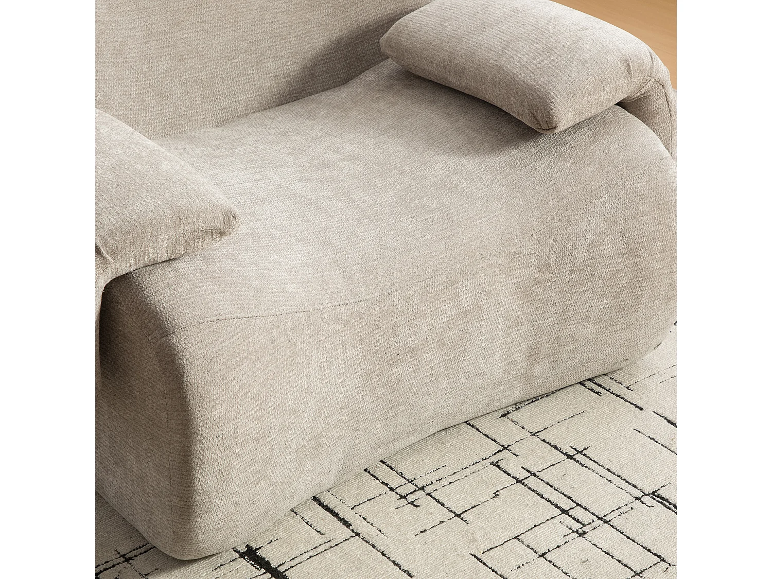 Canapé compressé simple en chenille gris, sans montage