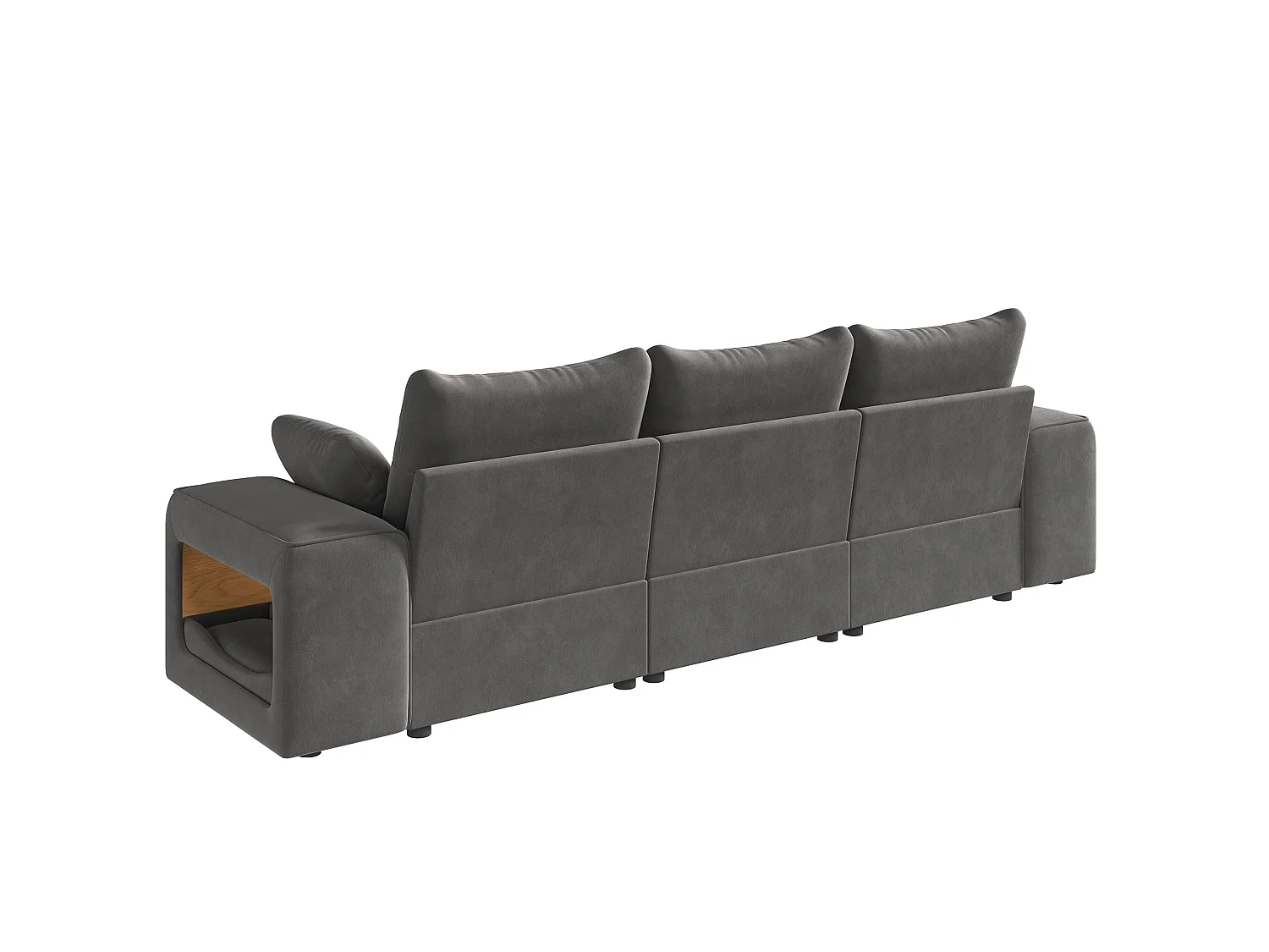 Canapé modulable 3 places en velours avec rangements et niches pour animaux - Gris