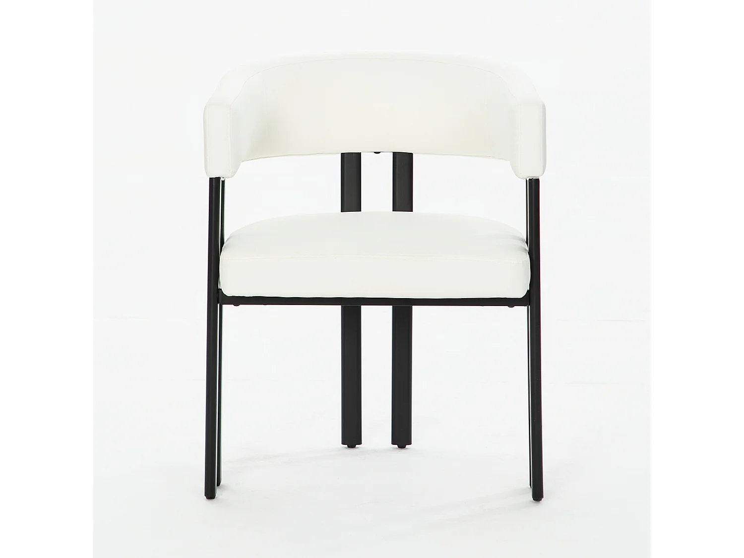 Chaise à manger en simili cuir avec accoudoirs, structure en métal - Beige