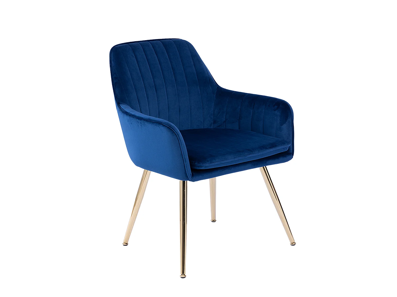 Lot de 2 chaises en tissu bleu avec pieds en métal doré