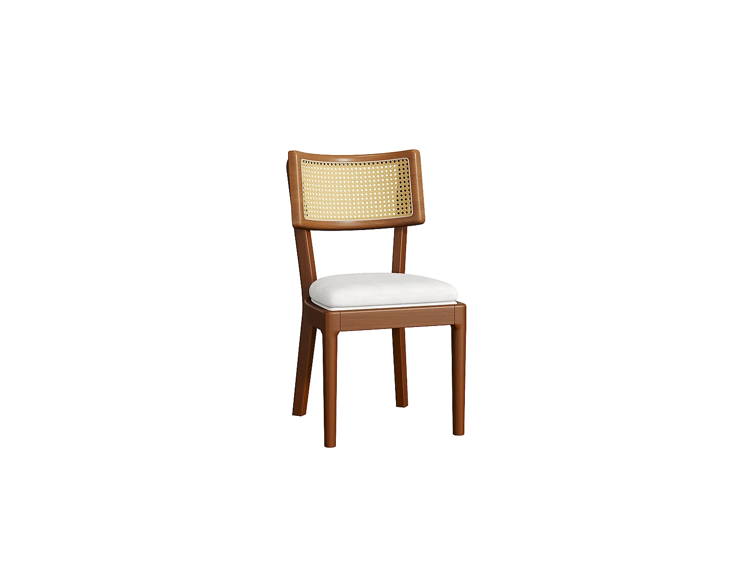 Lot de 6 chaises en bois et lin avec dossier en rotin - Marron