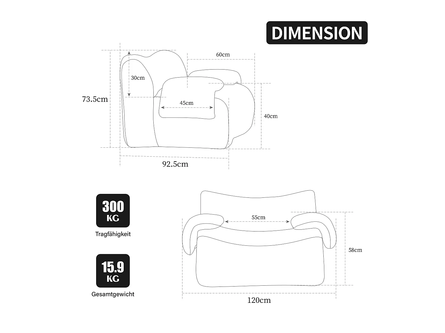 Canapé compressé simple en chenille kaki clair, sans montage