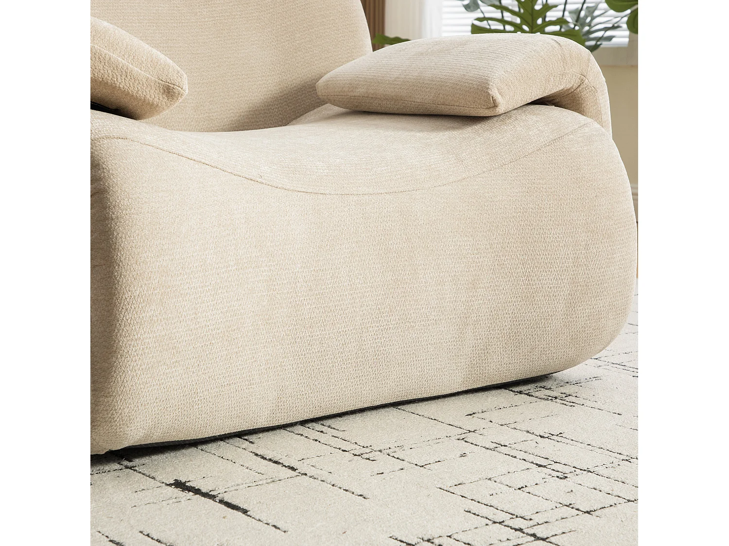 Canapé compressé simple en chenille kaki clair, sans montage