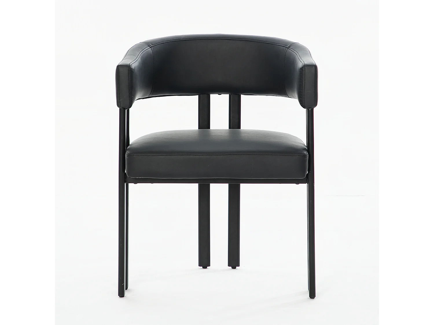 Chaise à manger en simili cuir avec accoudoirs, structure en métal - Noir