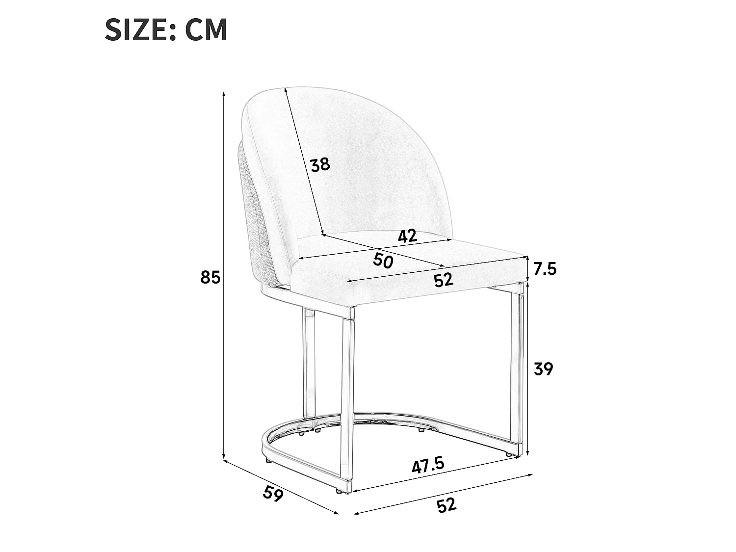 Lot de 4 chaises avec pieds en métal doré - Tissu en chenille beige