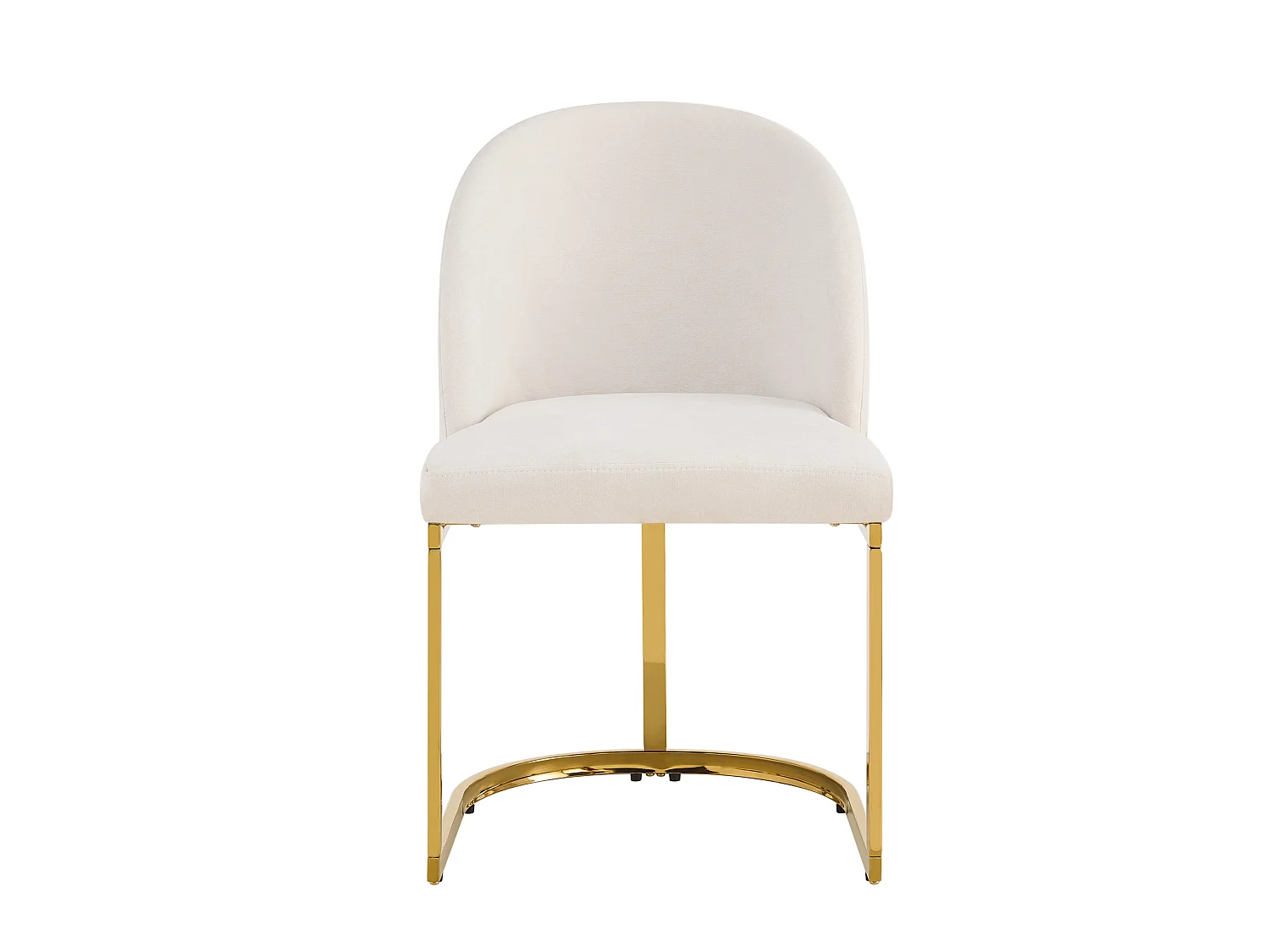 Lot de 4 chaises avec pieds en métal doré - Tissu en chenille beige