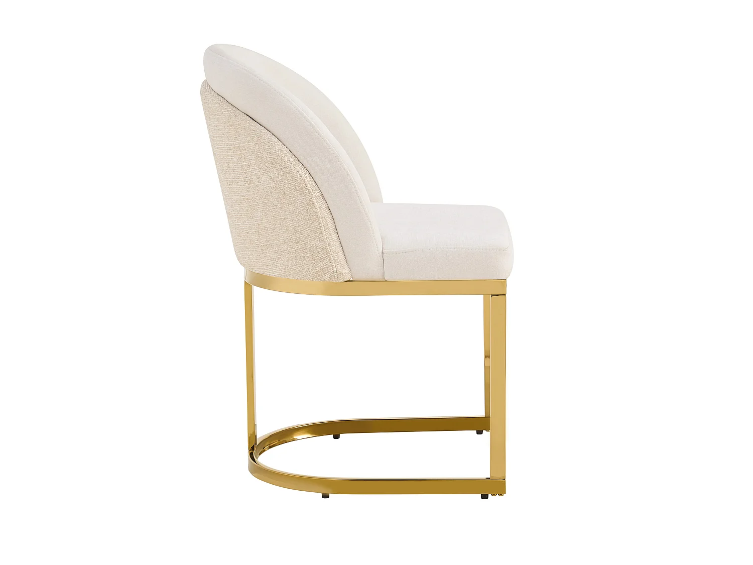Lot de 4 chaises avec pieds en métal doré - Tissu en chenille beige