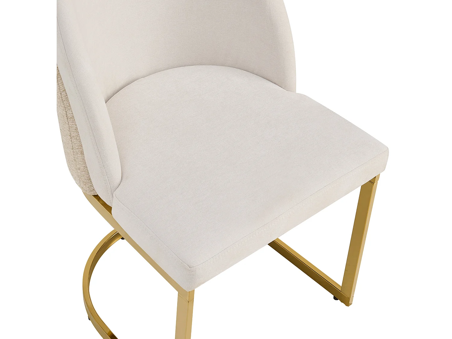 Lot de 4 chaises avec pieds en métal doré - Tissu en chenille beige