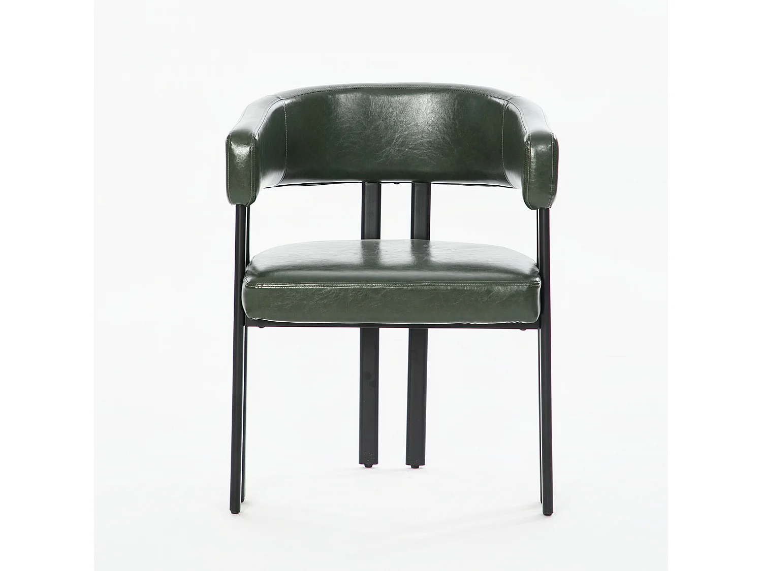 Chaise à manger en simili cuir avec accoudoirs, structure en métal - Vert