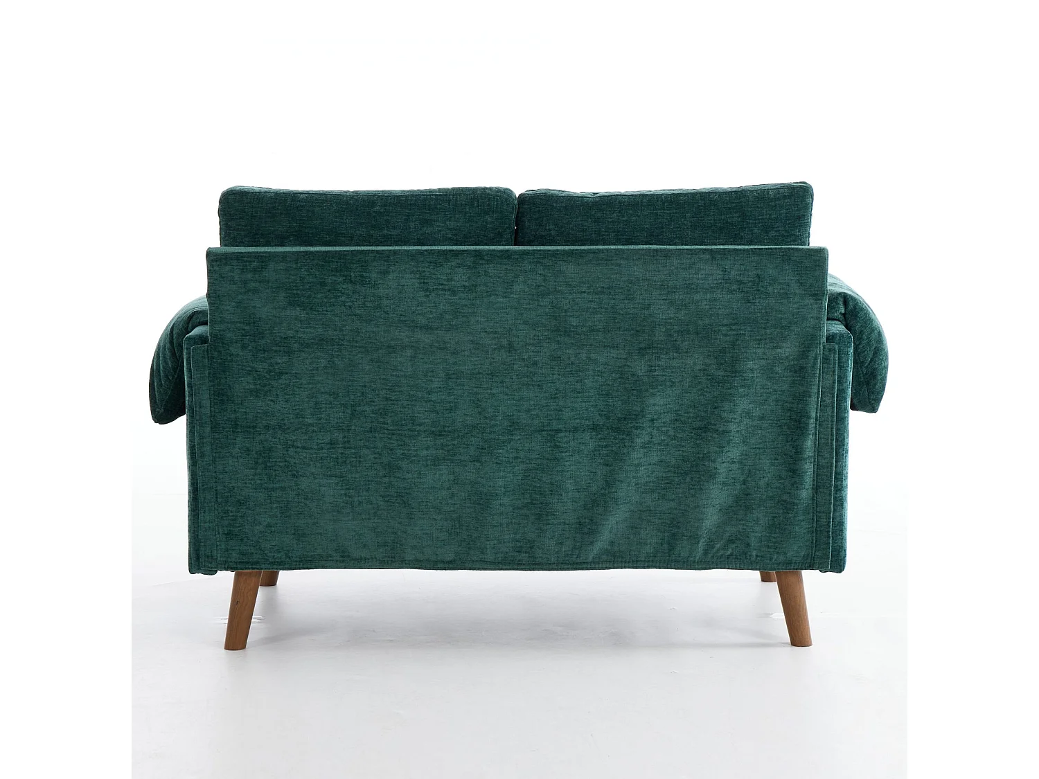 Canapé 2 places en chenille vert - Pieds imitation bois