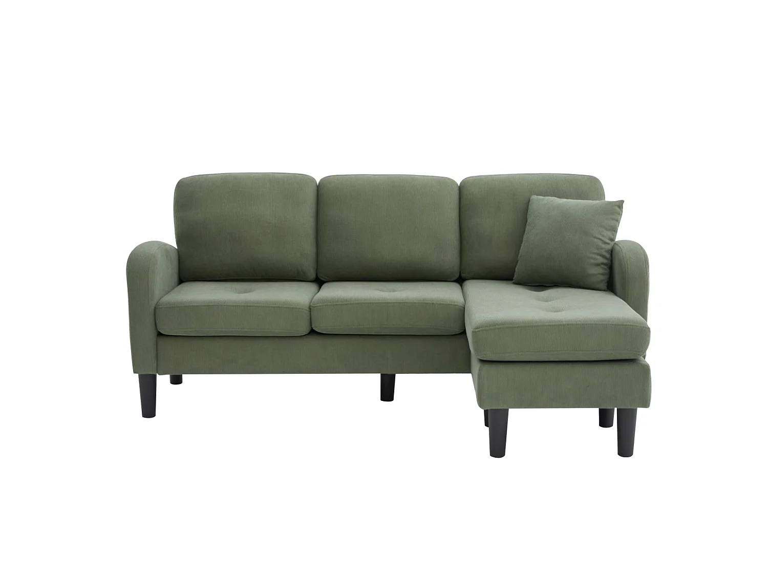 Canapé d'angle modulable 3 places 166 x 188 cm avec méridienne - Velours côtelé vert