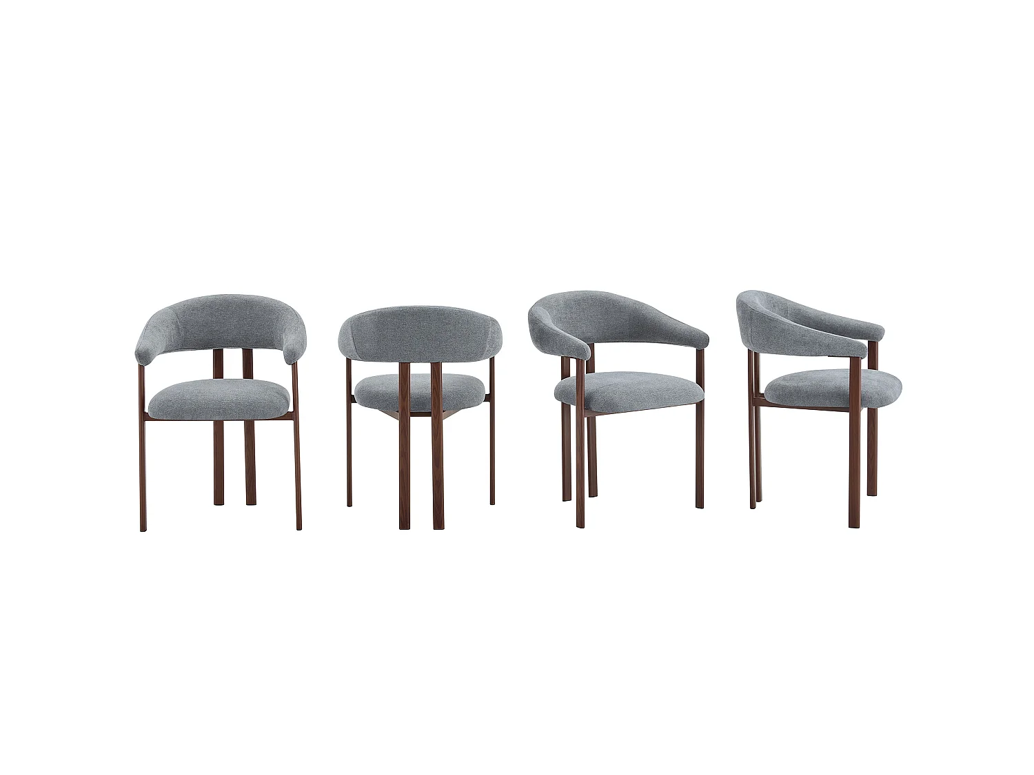 Set van 4 linnen eetkamerstoelen met metalen poten - Grijs