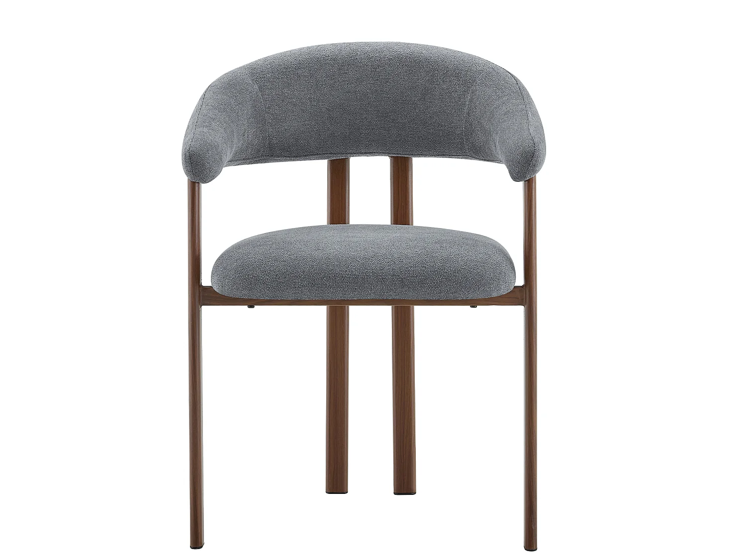 Set van 4 linnen eetkamerstoelen met metalen poten - Grijs